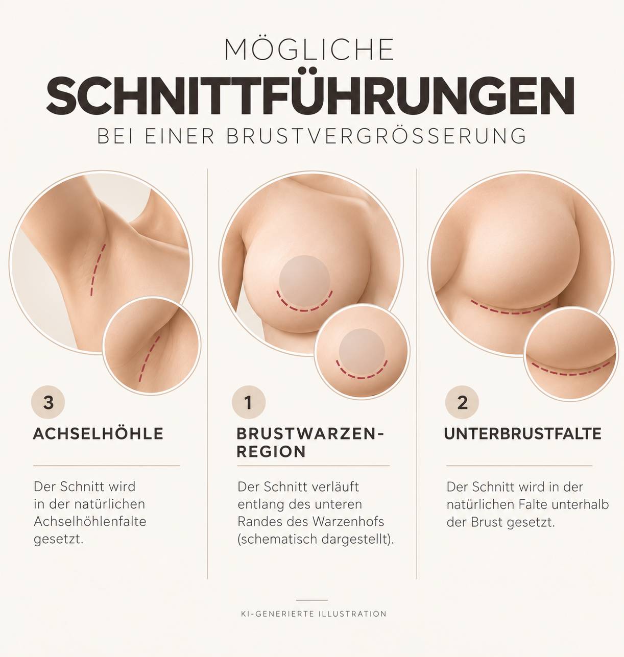 Brustvergrößerung Schnitttechniken